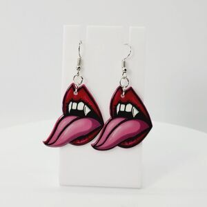 Fashion Vampire Teeth Woman Dangle Earrings Acrylic Goth Gothic Drop Earrings